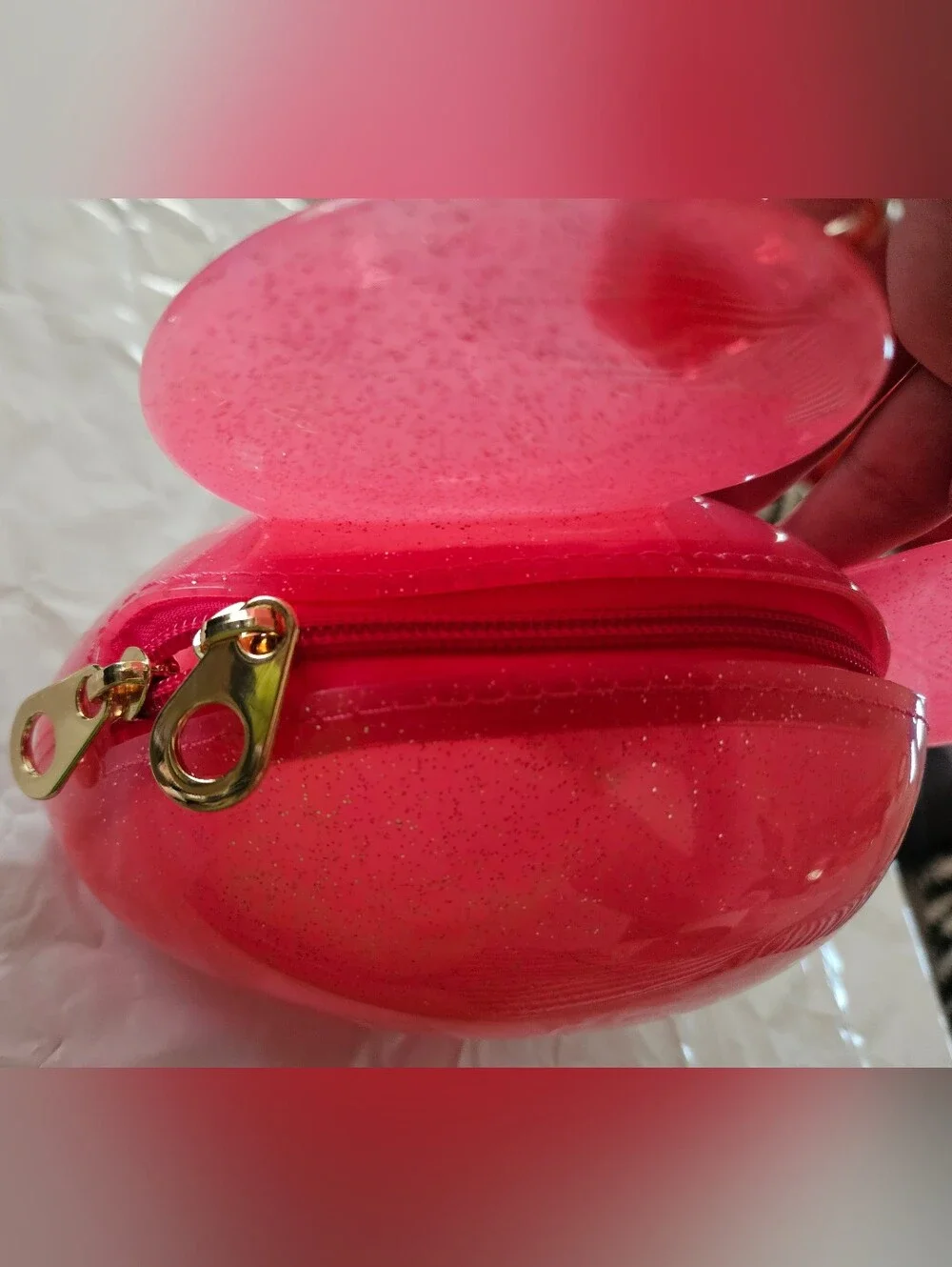 Pink Glitter Mickey-Ear Jelly Crossbody Bag